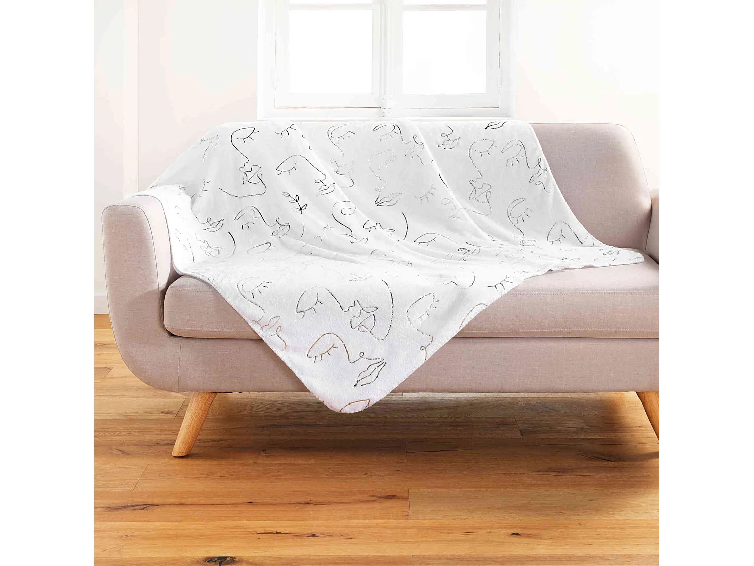 Plaid "Arty Line" 125x150cm Blanc & Argent