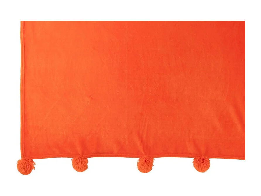 Manta con borla de poliéster naranja 170x130cm