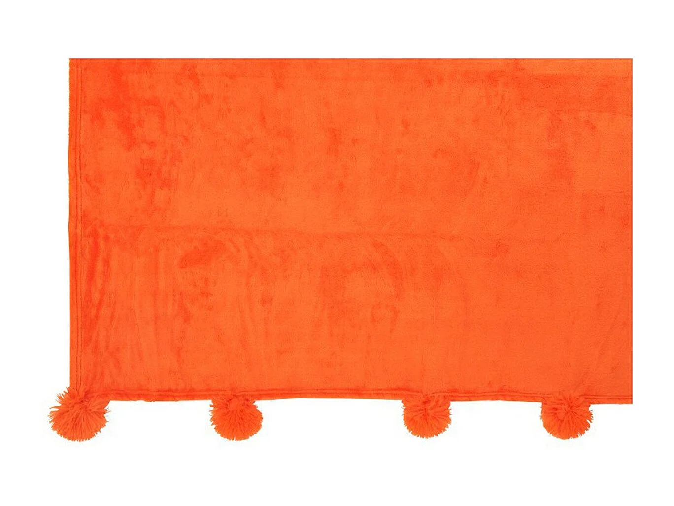 Plaid Déco à Pompons "Polyes" 130x170cm Orange Vif