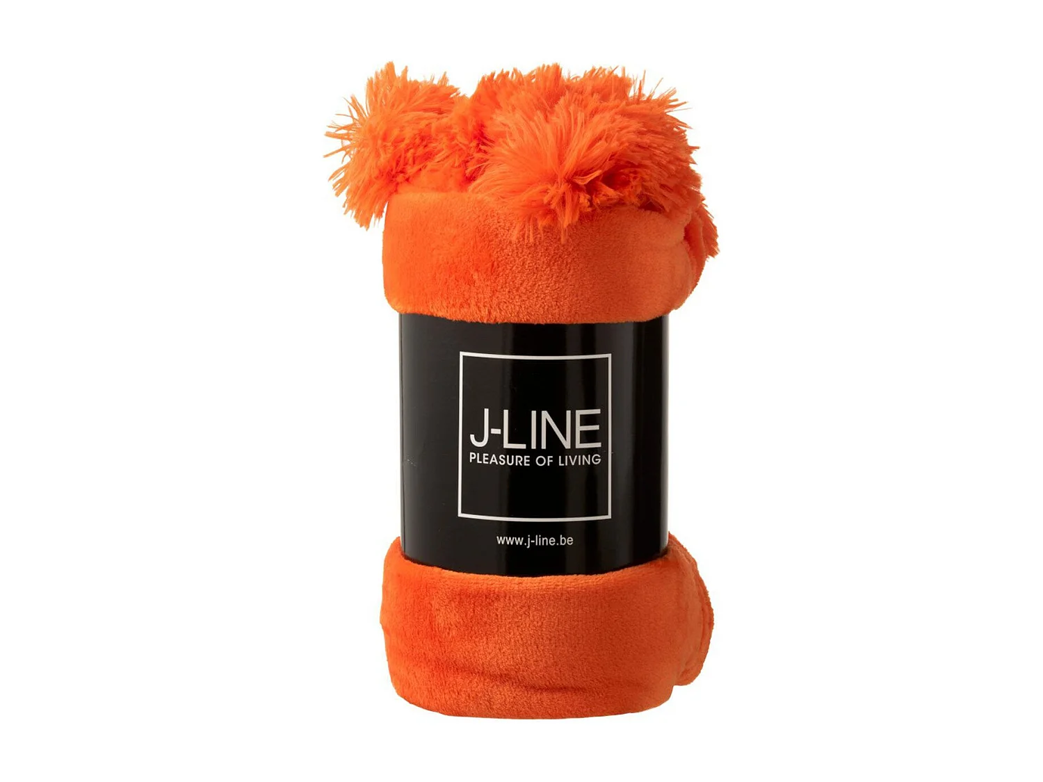 Plaid Déco à Pompons "Polyes" 130x170cm Orange Vif