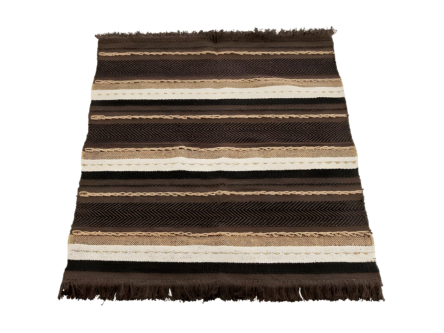 Plaid Déco en Coton "Ethnique" 90x150cm Marron