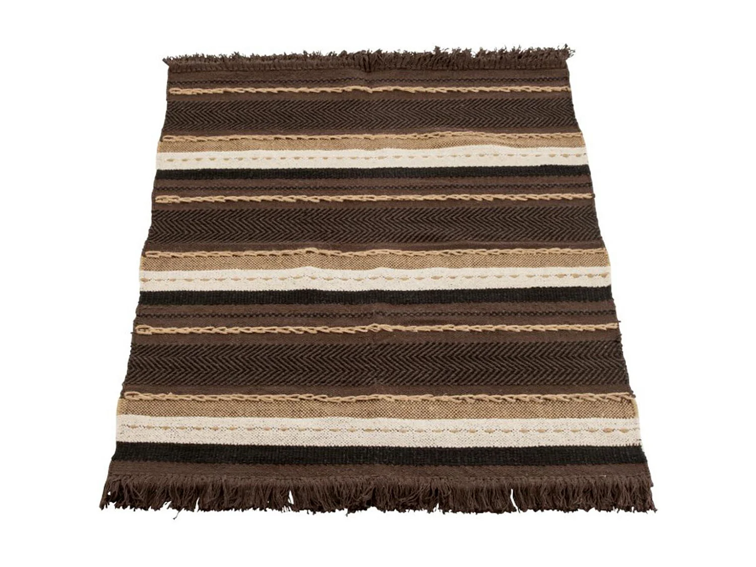 Plaid Déco en Coton "Ethnique" 90x150cm Marron