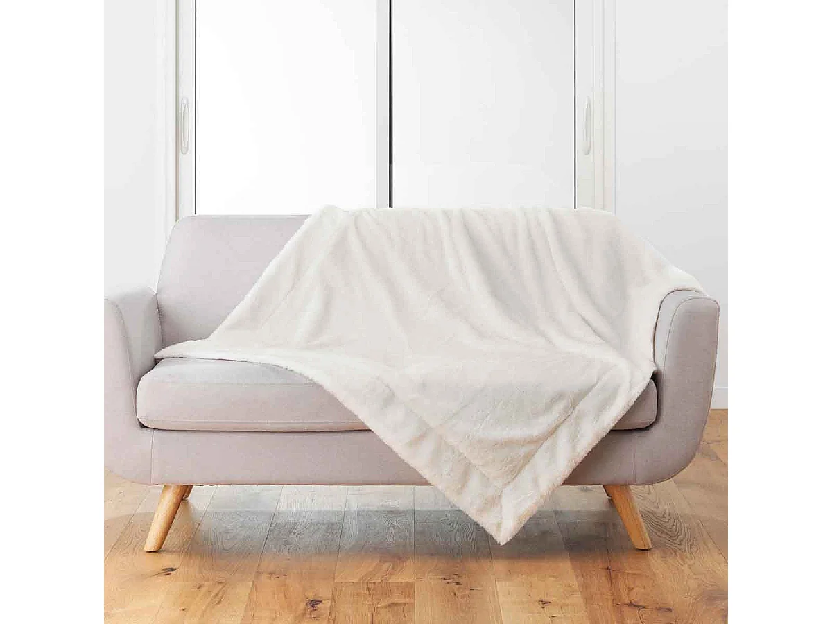 Plaid Imitation Fourrure "Caresse" 125x150cm Naturel