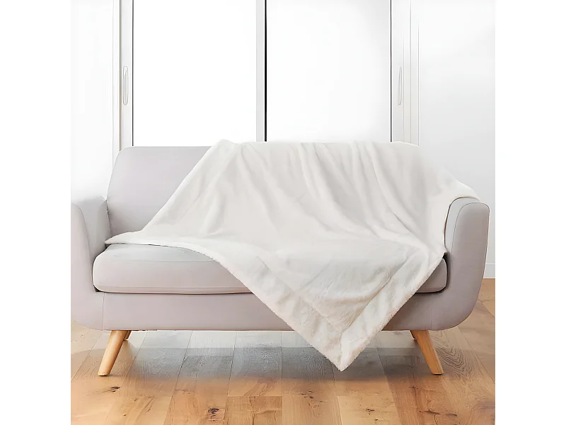 Plaid Imitation Fourrure "Caresse" 125x150cm Naturel