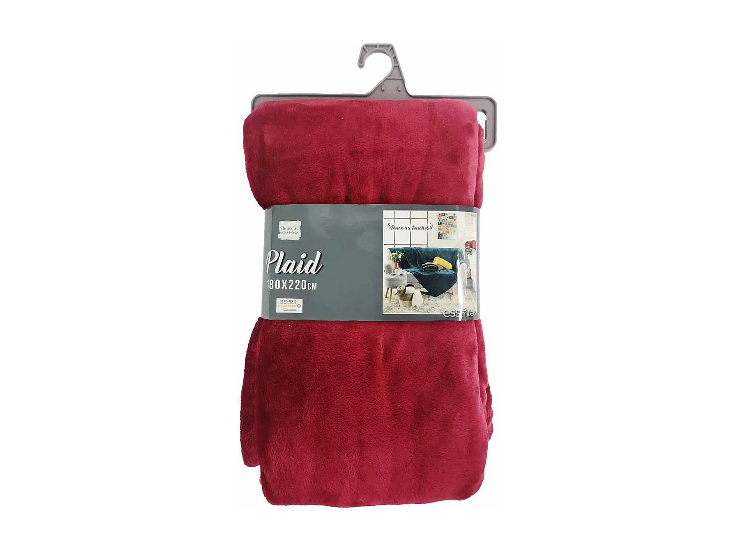 Plaid Uni en Flanelle "Flanou" 180x220cm Carmin