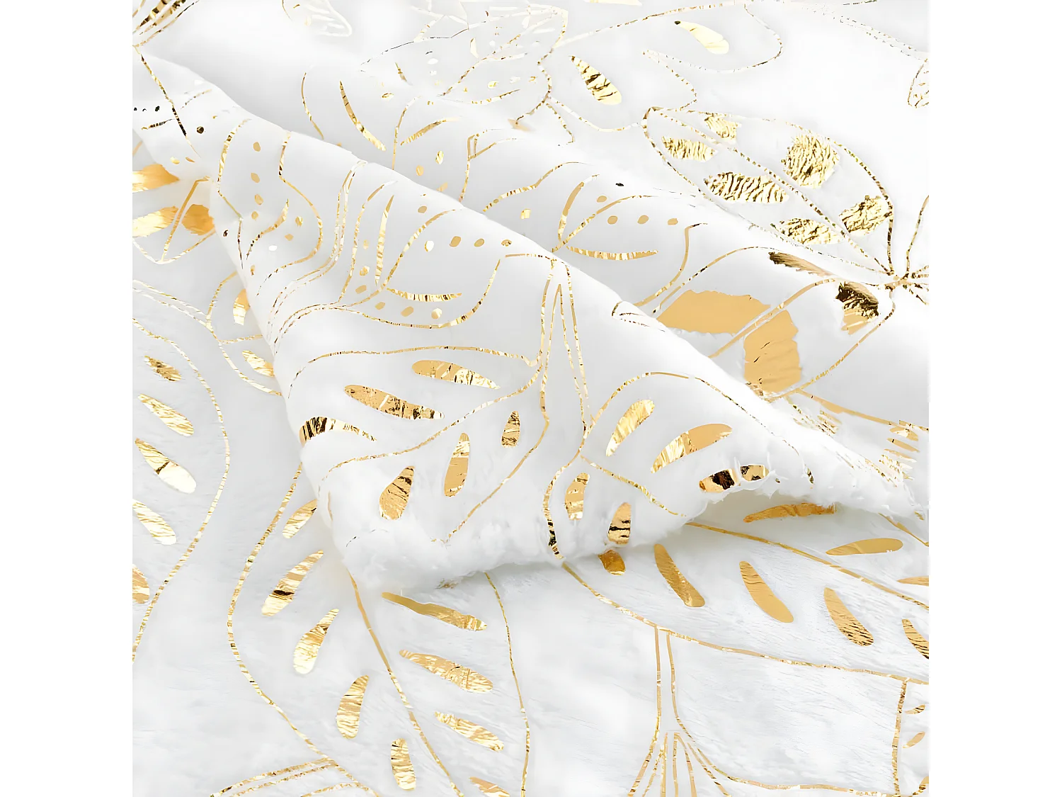 Plaid Flanelle Imprimé "Belflor" 125x150cm Blanc