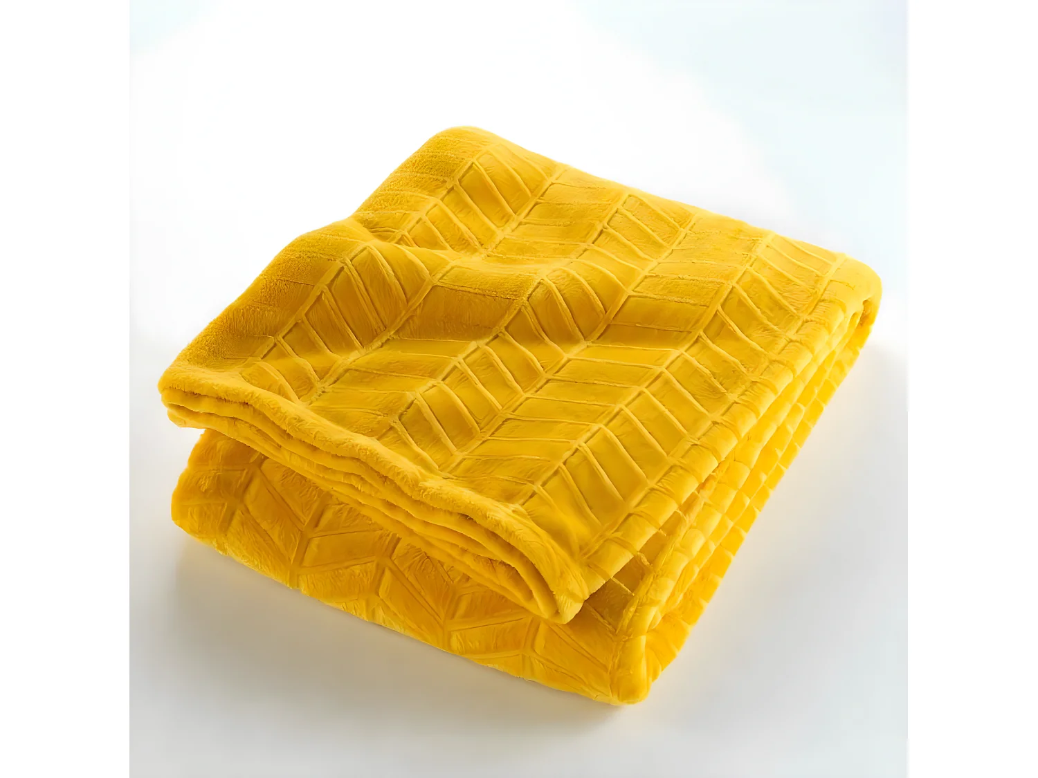 Plaid Flanelle Uni "Arya" 180x220cm Jaune