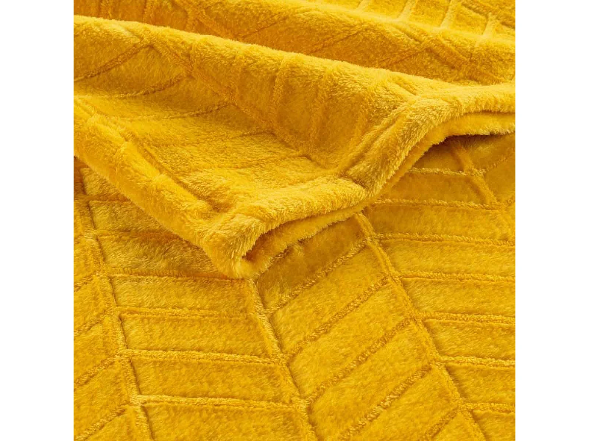 Plaid Flanelle Uni "Arya" 180x220cm Jaune