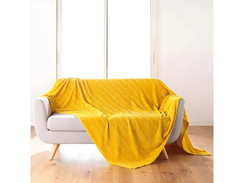 Plaid Flanelle Uni "Arya" 180x220cm Jaune