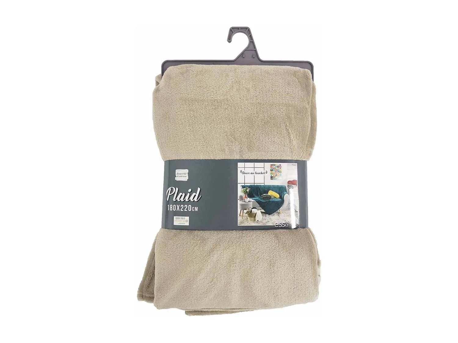 Plaid Uni en Flanelle "Flanou" 180x220cm Taupe