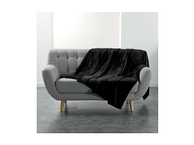 Plaid Uni en Flanelle "Flanou" 180x220cm Taupe