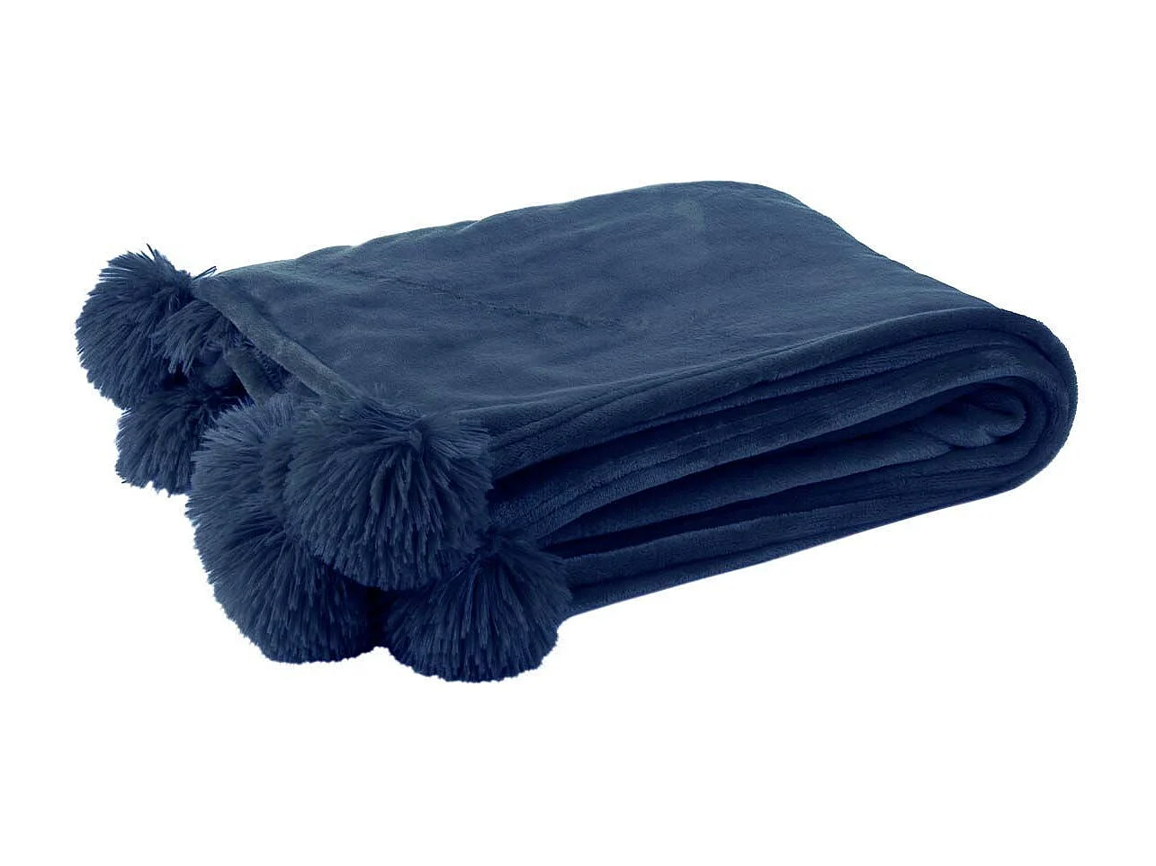 Plaid à Pompons "Blanket" 130x170cm Bleu