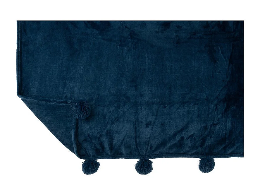 Plaid à Pompons "Blanket" 130x170cm Bleu