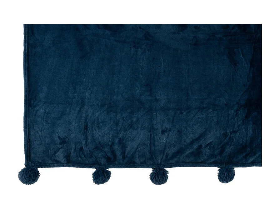 Plaid à Pompons "Blanket" 130x170cm Bleu