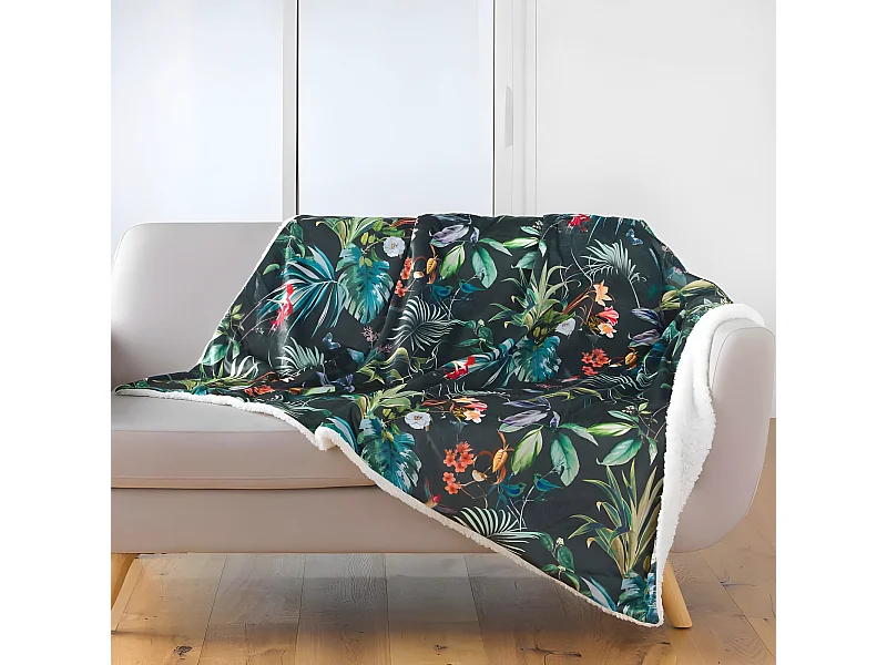 Plaid Velours Imprimé "Féerie" 125x150cm Vert