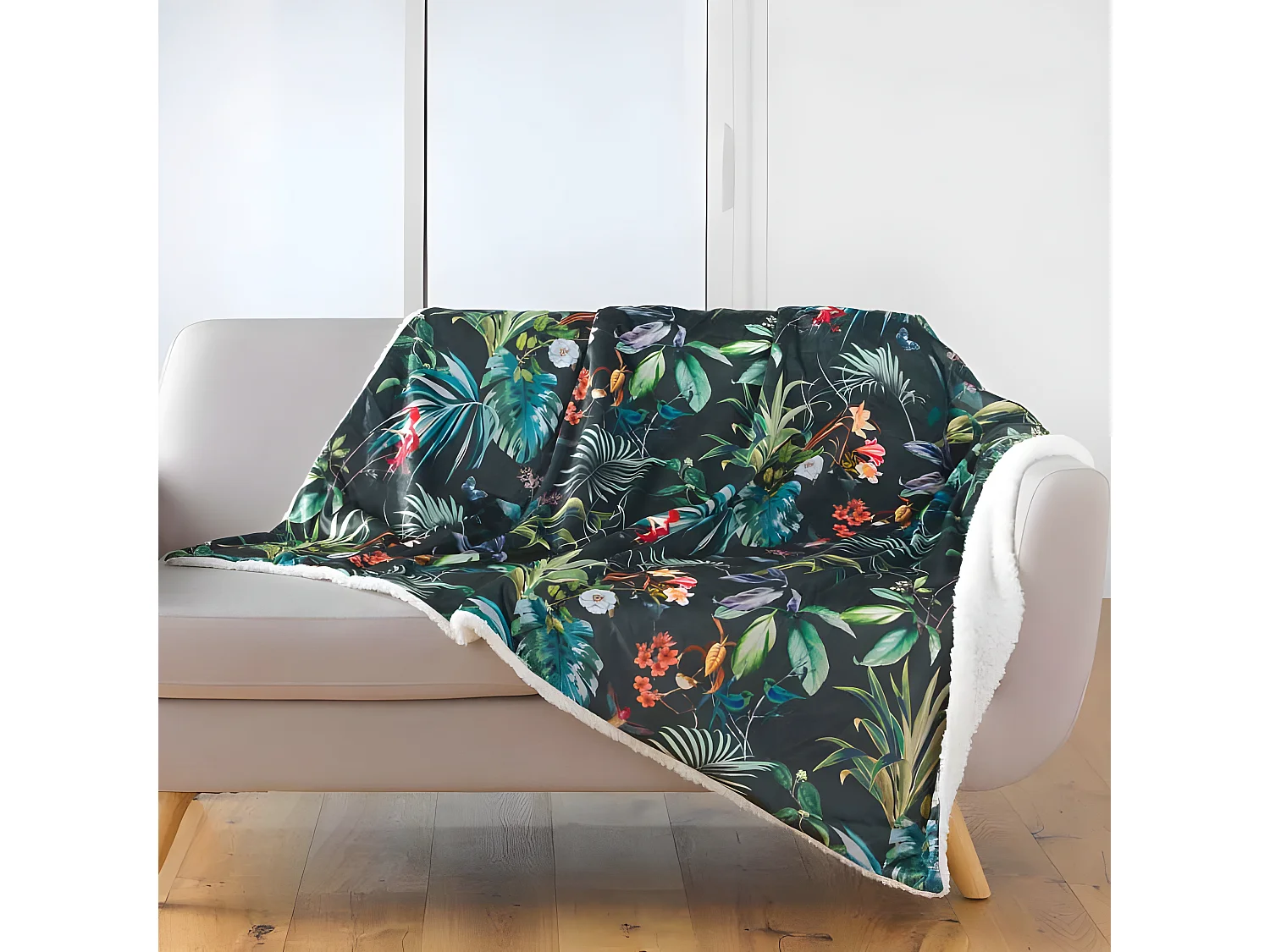 Plaid Velours Imprimé "Féerie" 125x150cm Vert