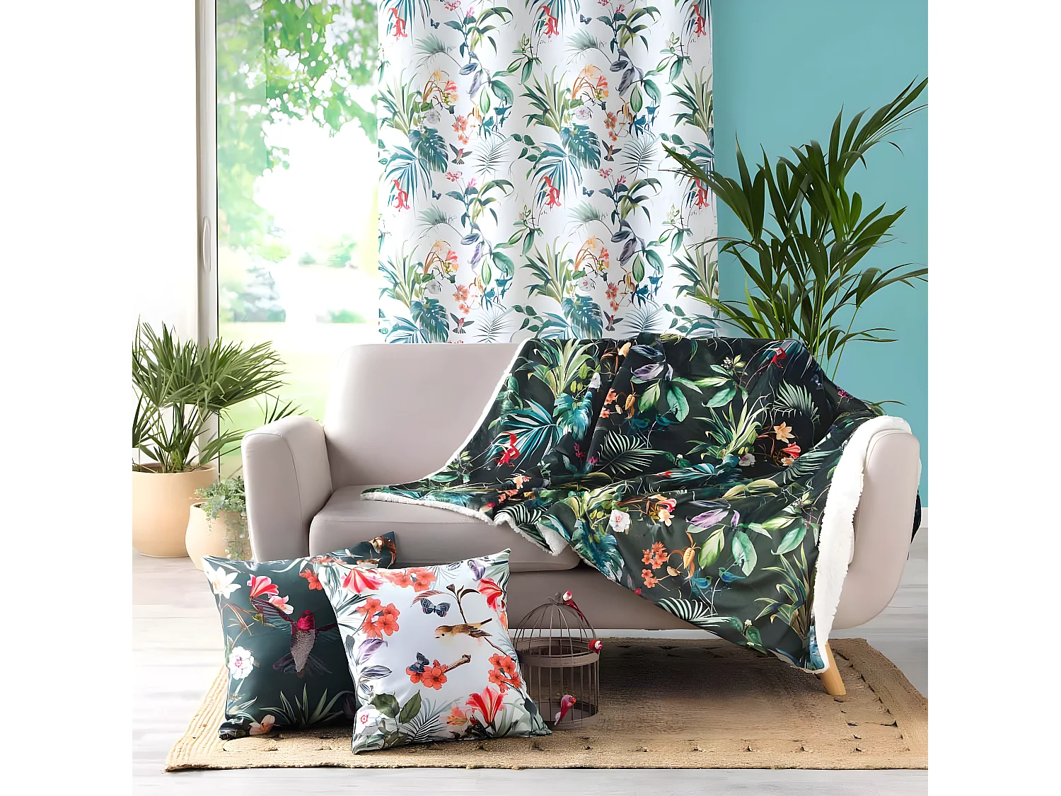 Plaid Velours Imprimé "Féerie" 125x150cm Vert