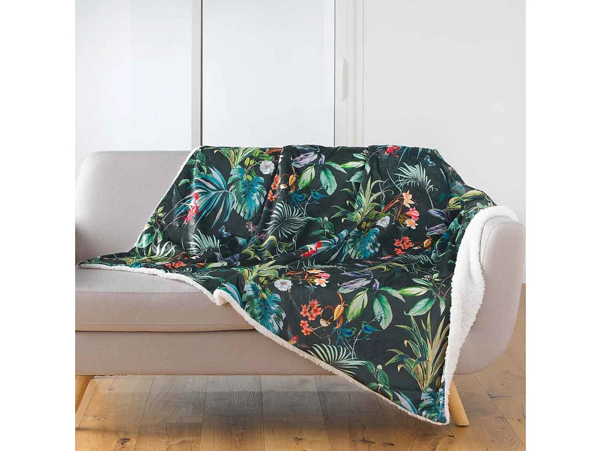 Plaid Velours Imprimé "Féerie" 125x150cm Vert