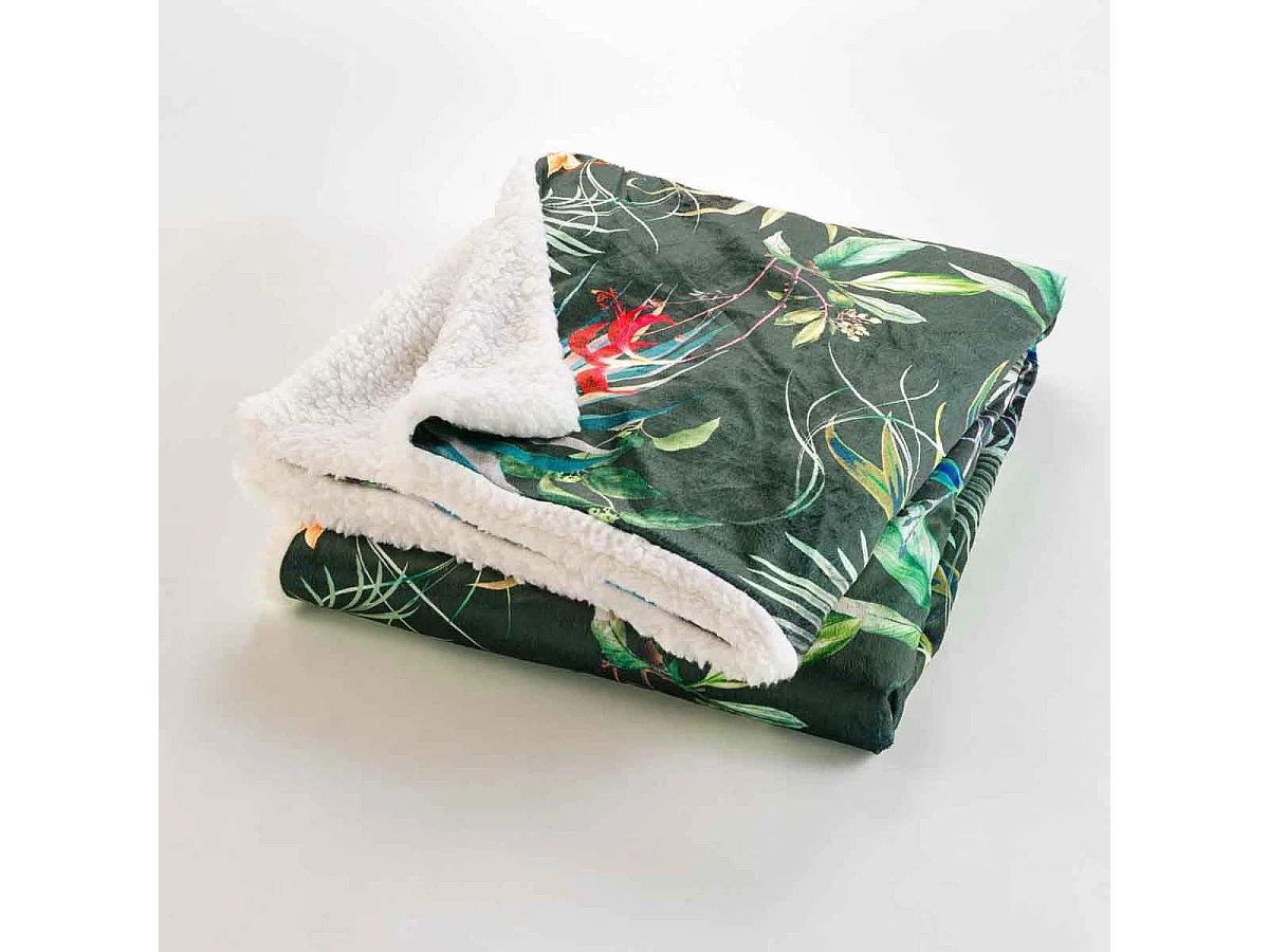 Plaid Velours Imprimé "Féerie" 125x150cm Vert