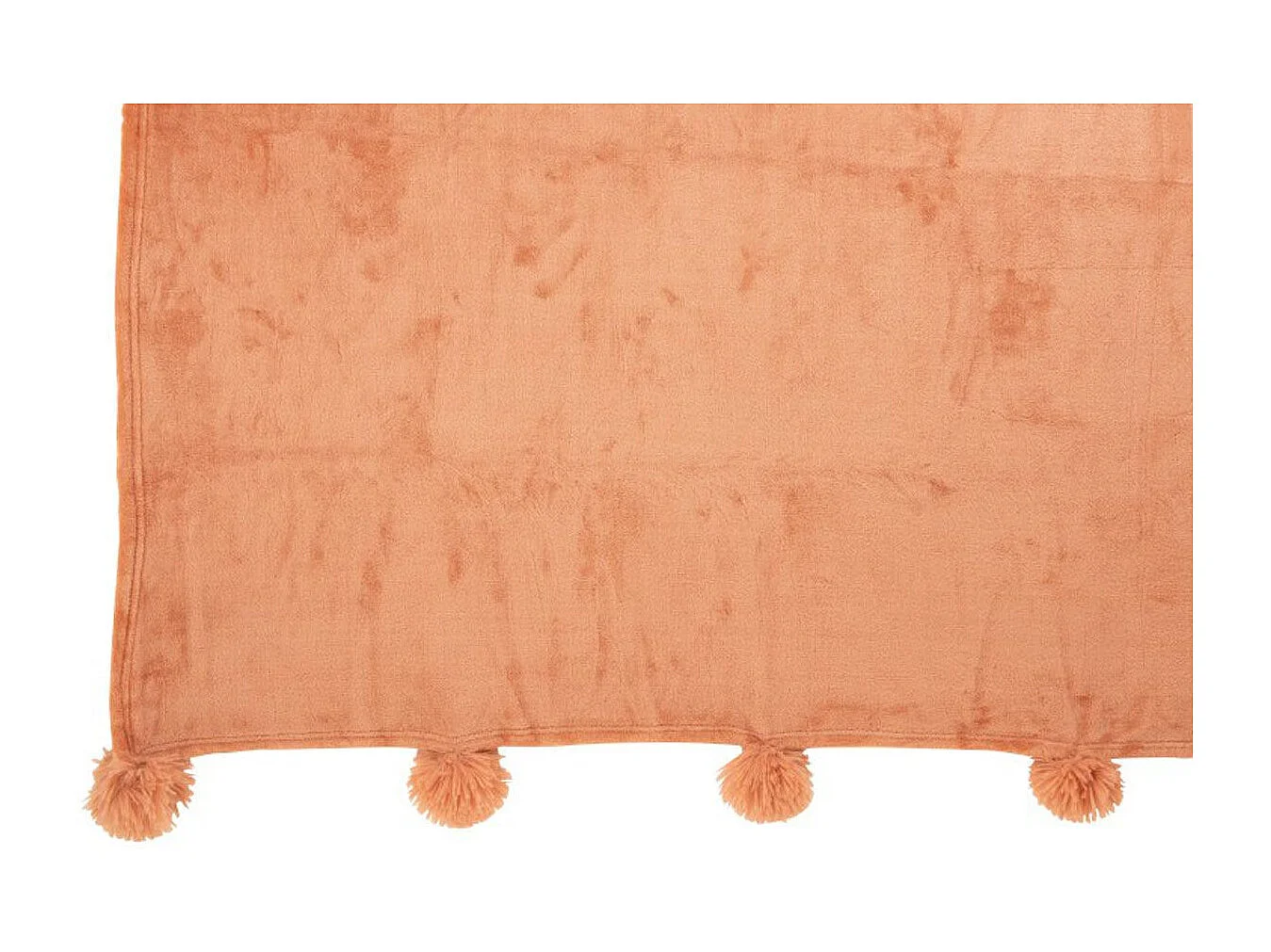 Plaid Déco à Pompons "Polyes" 130x170cm Vieux Rose