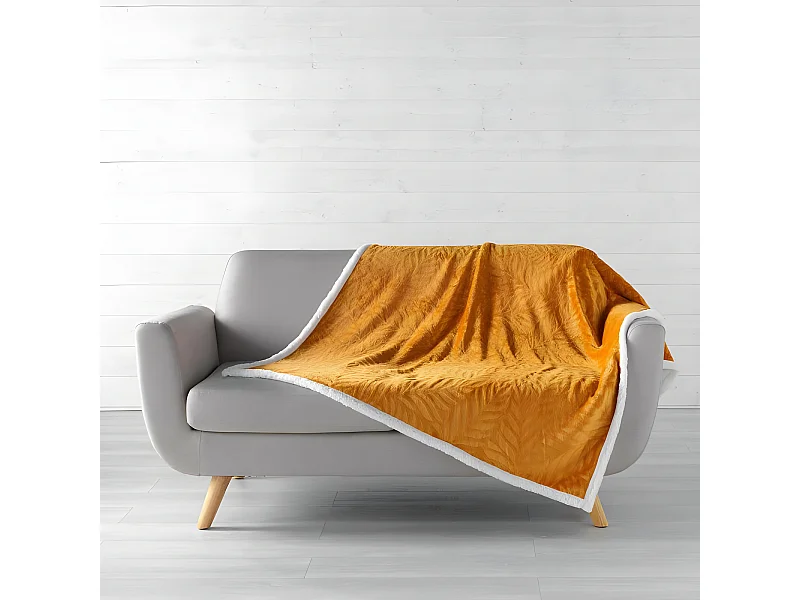 Plaid Flanelle Jacquard "Allegra" 125x150cm Orange