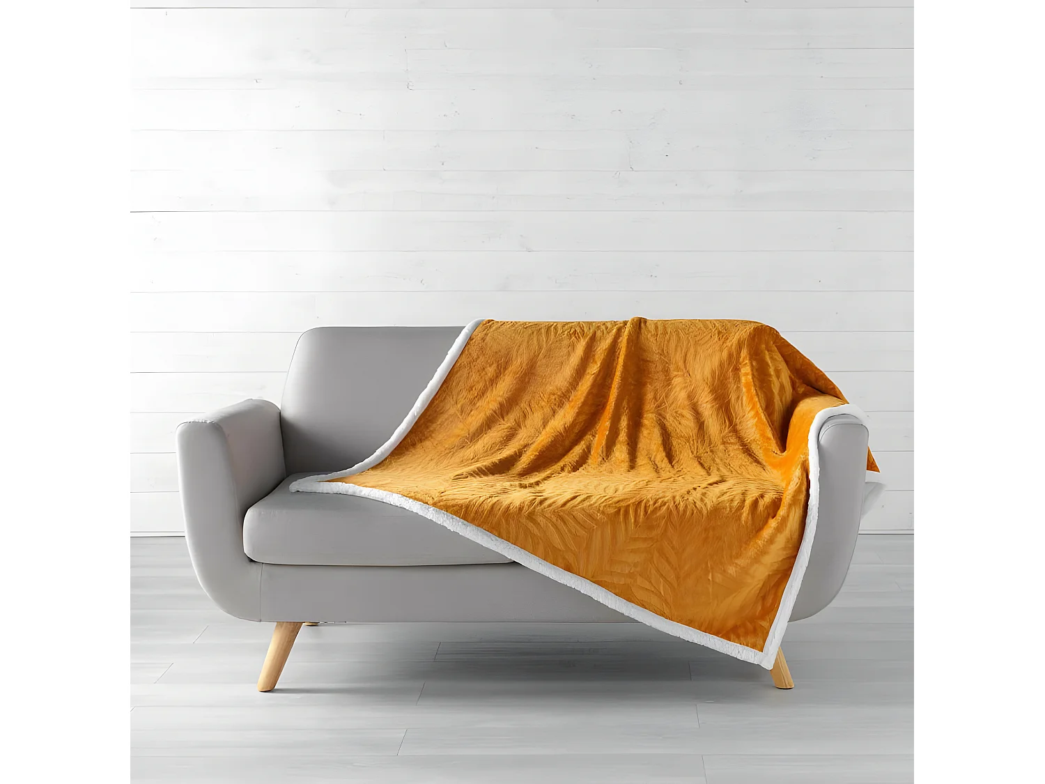 Plaid Flanelle Jacquard "Allegra" 125x150cm Orange