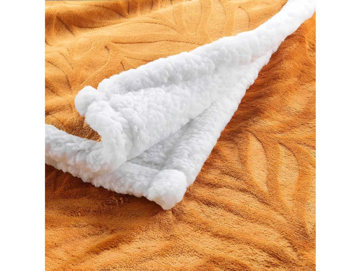 Plaid Flanelle Jacquard "Allegra" 125x150cm Orange