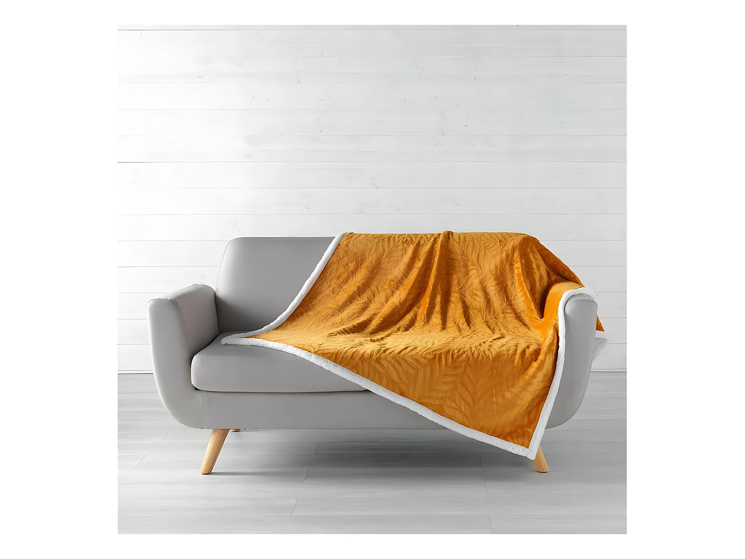 Plaid Flanelle Jacquard "Allegra" 125x150cm Orange