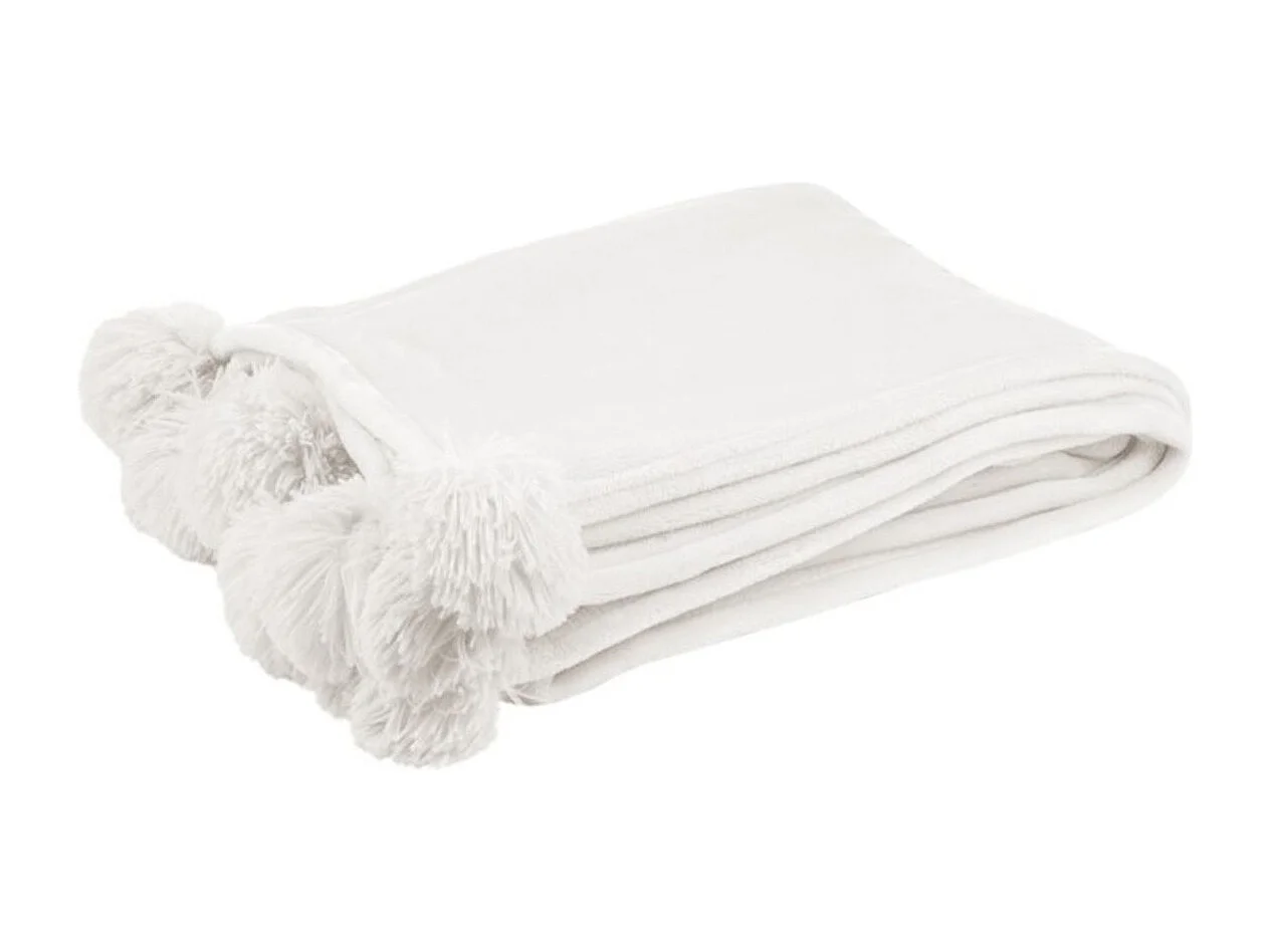 Plaid à Pompons "Blanket" 130x170cm Blanc