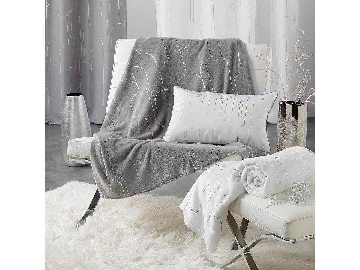 Plaid Imprimé "Domea" 125x150cm Blanc