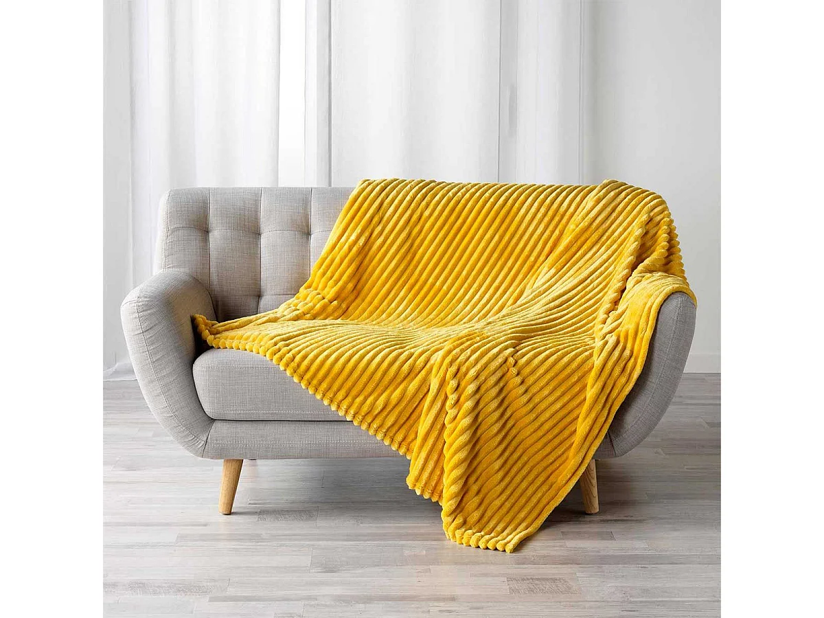 Plaid Flanelle Uni "Kalie" 125x150cm Jaune