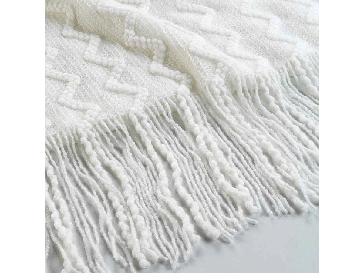 Plaid à Franges "Melinda" 125x150cm Blanc