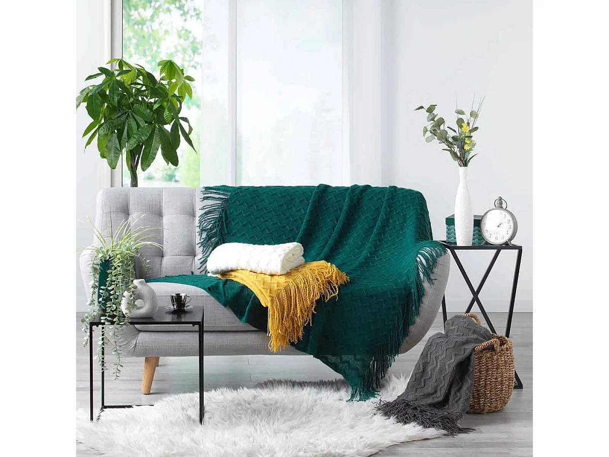 Plaid à Franges "Melinda" 125x150cm Blanc