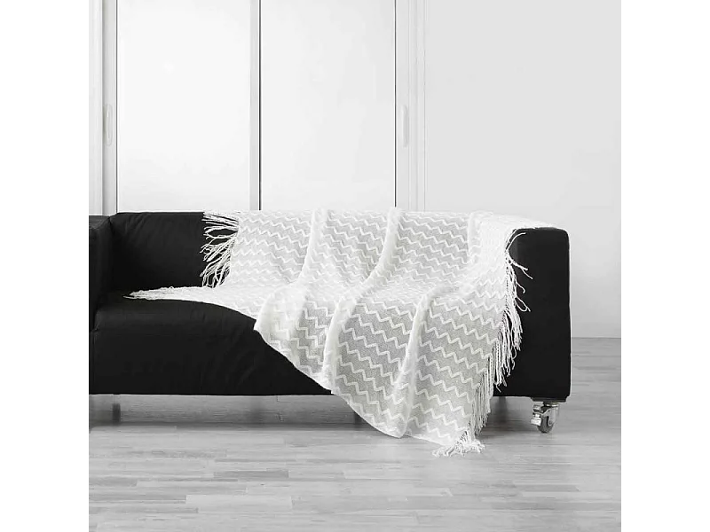 Plaid à Franges "Melinda" 125x150cm Blanc