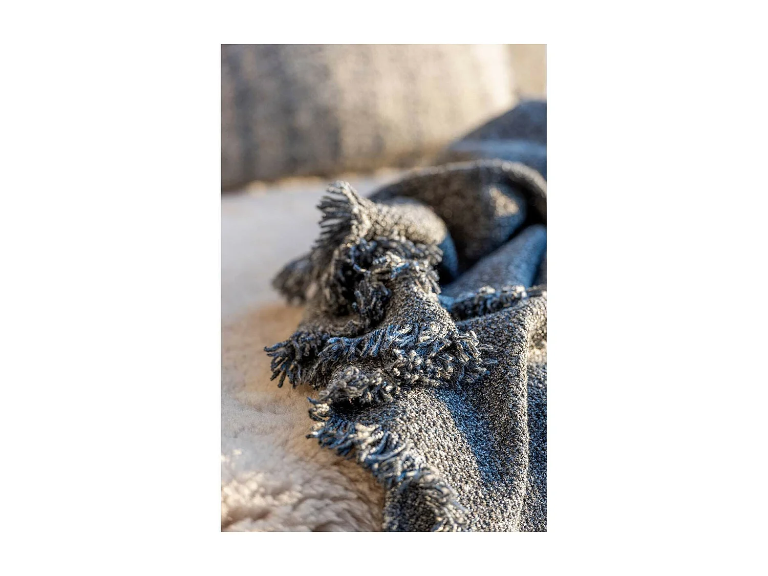 Plaid Déco en Coton "Edud" 130x170cm Bleu