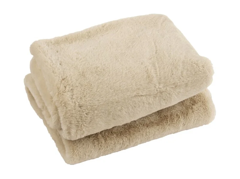 Plaid de tela beige de 180x130x3 cm