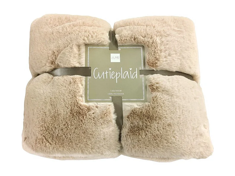 Plaid de tela beige de 180x130x3 cm