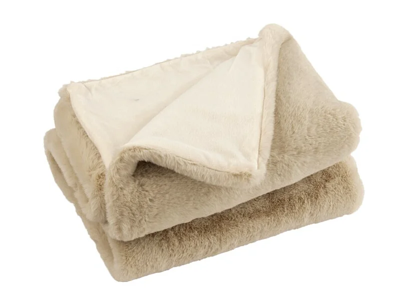 Plaid de tela beige de 180x130x3 cm