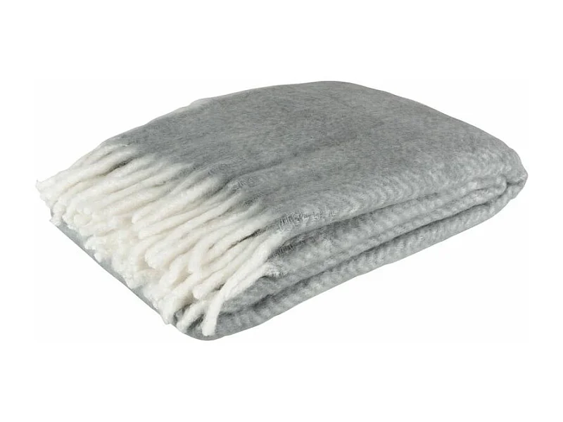 Plaid Déco "Alpha" 136x190cm Gris & Blanc