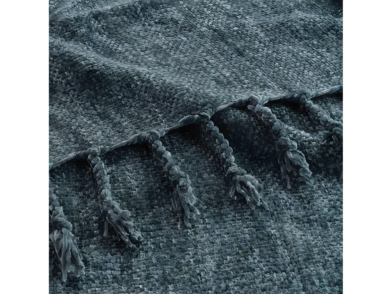 Plaid à Franges Uni "Mélissa" 125x150cm Anthracite