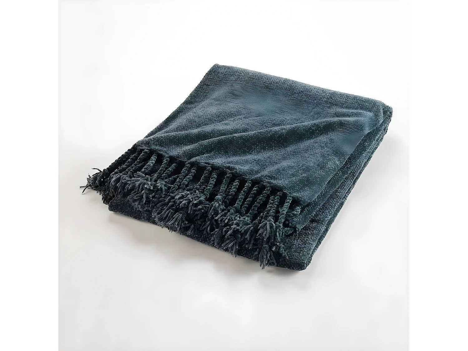 Plaid à Franges Uni "Mélissa" 125x150cm Anthracite