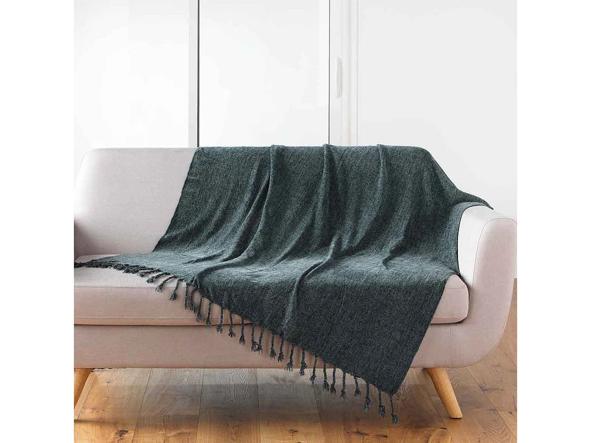 Plaid à Franges Uni "Mélissa" 125x150cm Anthracite