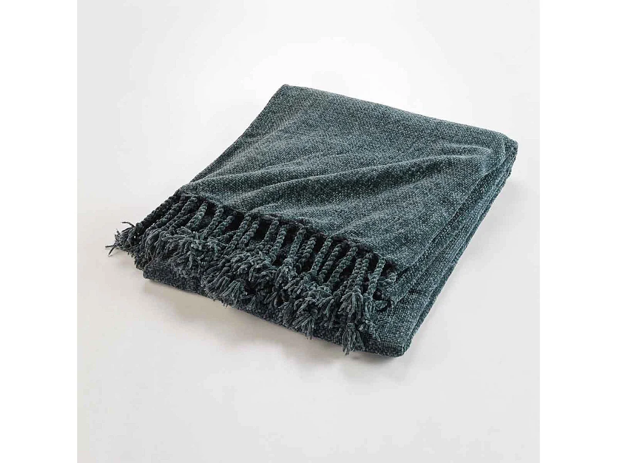 Plaid à Franges Uni "Mélissa" 125x150cm Anthracite