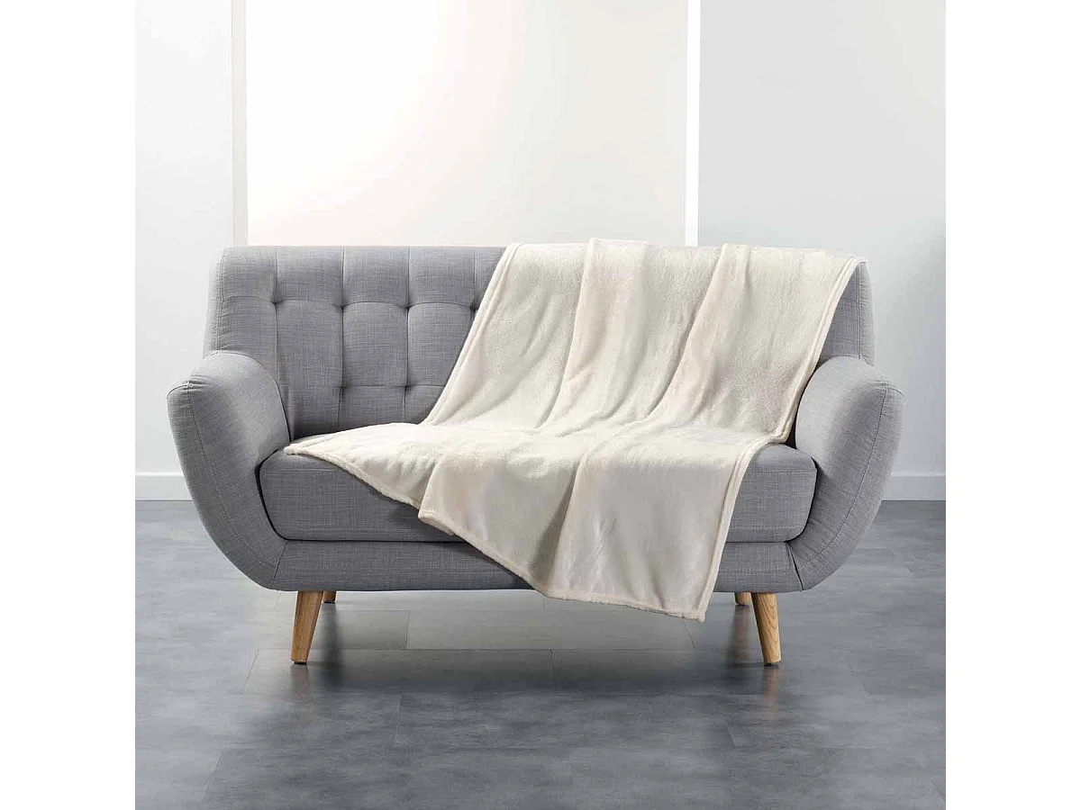 Plaid Uni en Flanelle "Flanou" 125x150cm Naturel