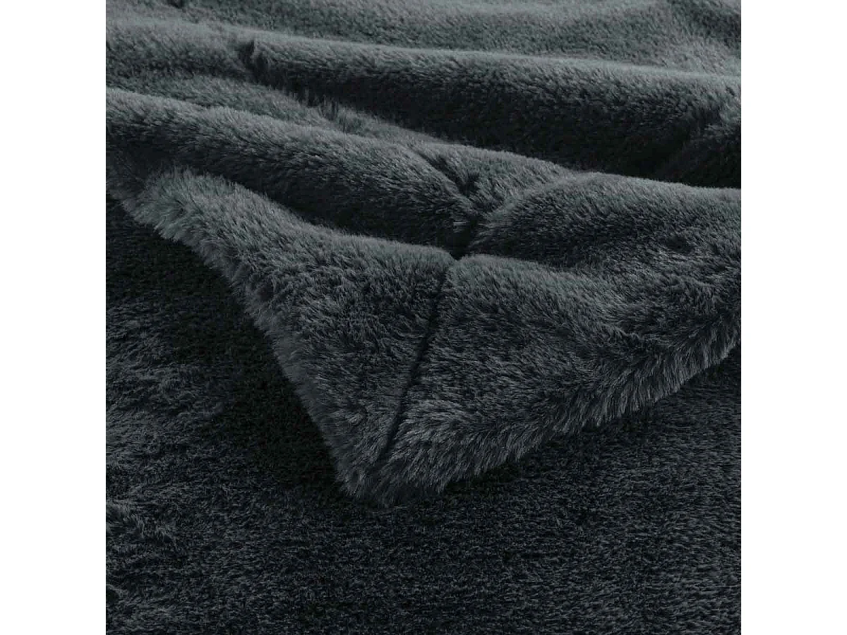 Plaid Imitation Fourrure "Caresse" 125x150cm Anthracite