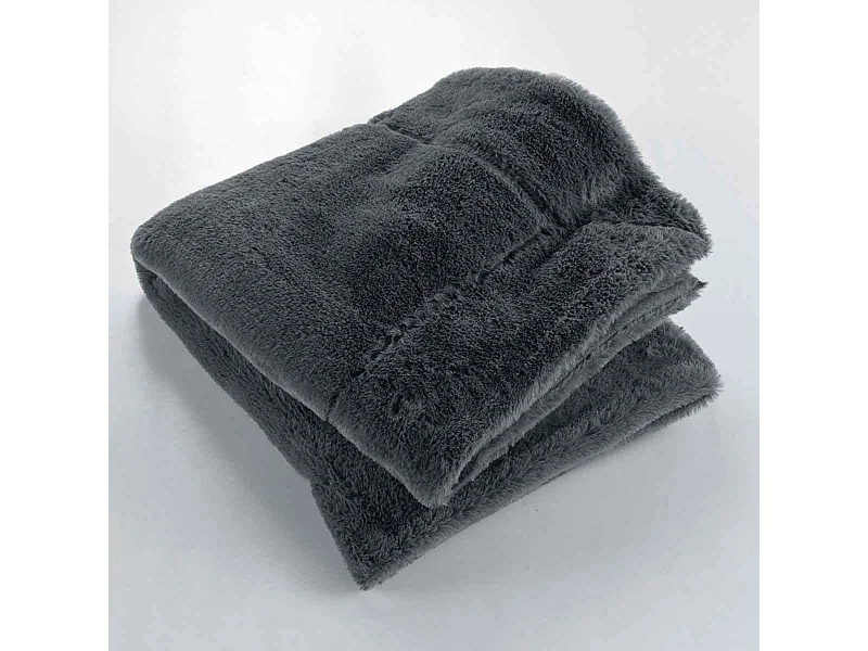 Plaid Imitation Fourrure "Caresse" 125x150cm Anthracite