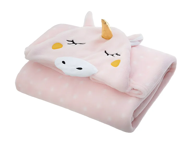 Plaid pour Enfant "Licorne" 100x140cm Rose