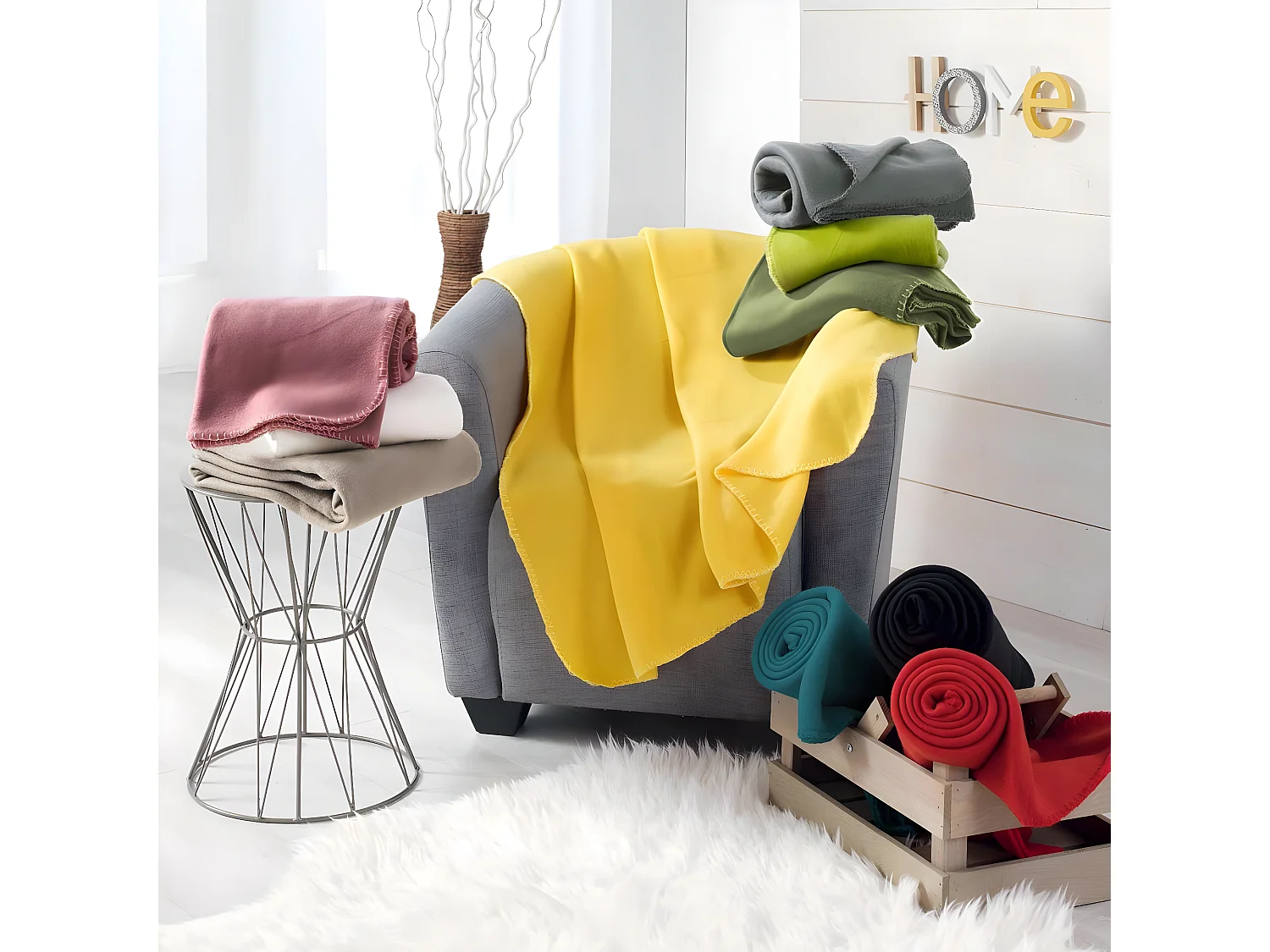 Plaid Polaire "Milou" 125x150cm Jaune