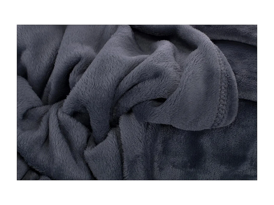 Plaid Uni en Flanelle "Flanou" 180x220cm Gris