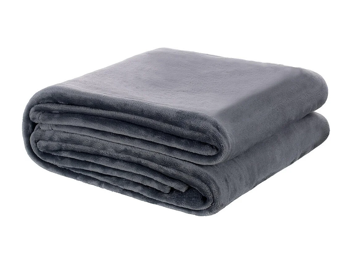 Plaid Uni en Flanelle "Flanou" 180x220cm Gris